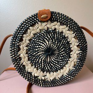 Amerii Black + White Woven Bag